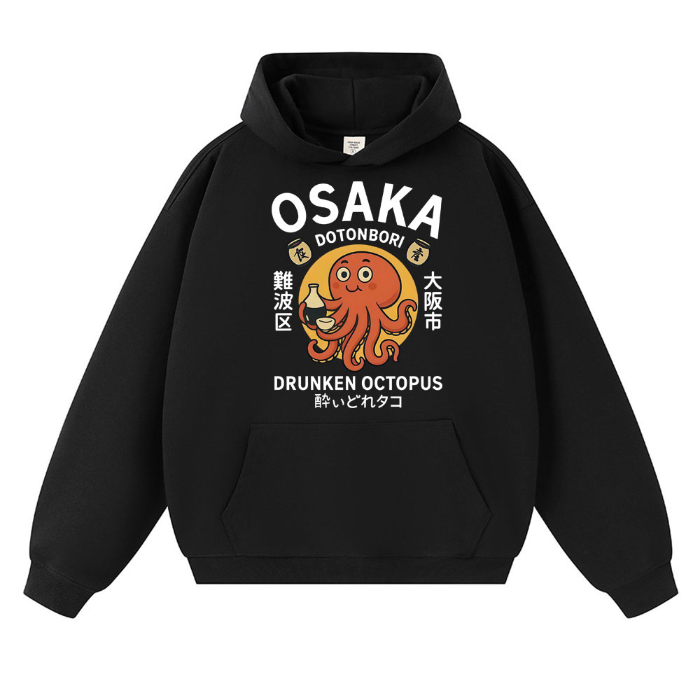 Vintage Fashion Osaka - Japanischer Stil „Betrunkener Oktopus“ Osaka Grafik-Hoodie
