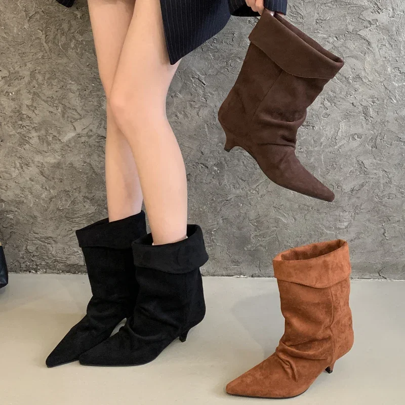Vintage Fashion De - Aneikeh Winter Spitze Stiefeletten mit dünnem,