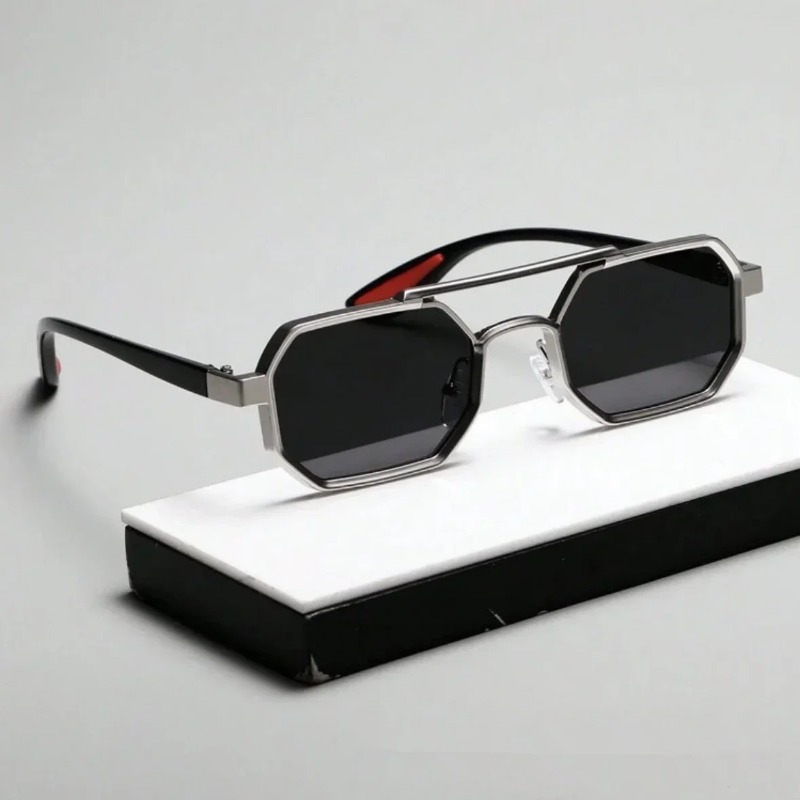 Vintage Fashion De - Vintage Quadratische Sonnenbrille für Herren Steampunk