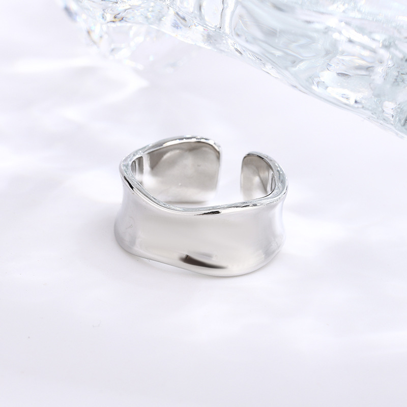 Vintage Fashion Rings For Women - Damenringe aus 925er-Sterlingsilber, breit, unregelmäßig, glatte