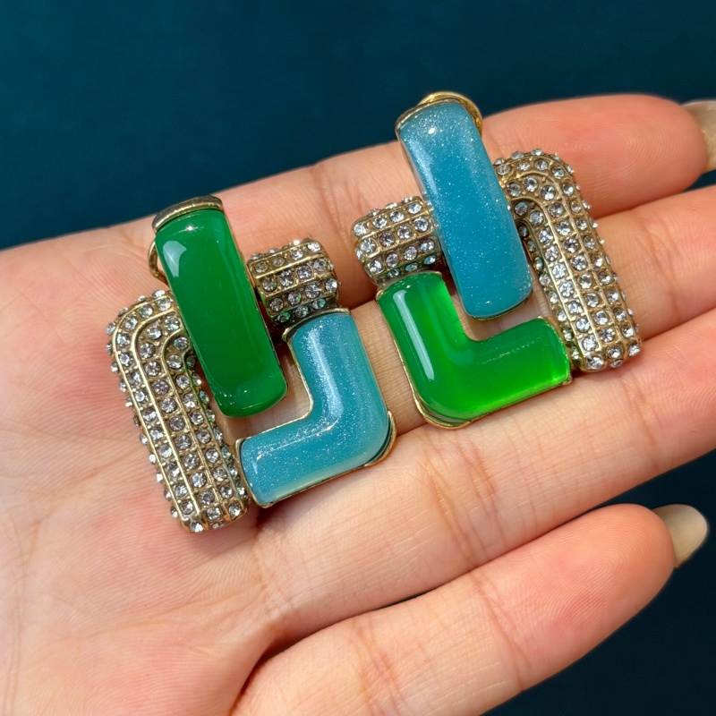 Vintage Blaue Glas-Grüne Geome – Vintage Fashion Jewelry Brands Bewertung und Preis