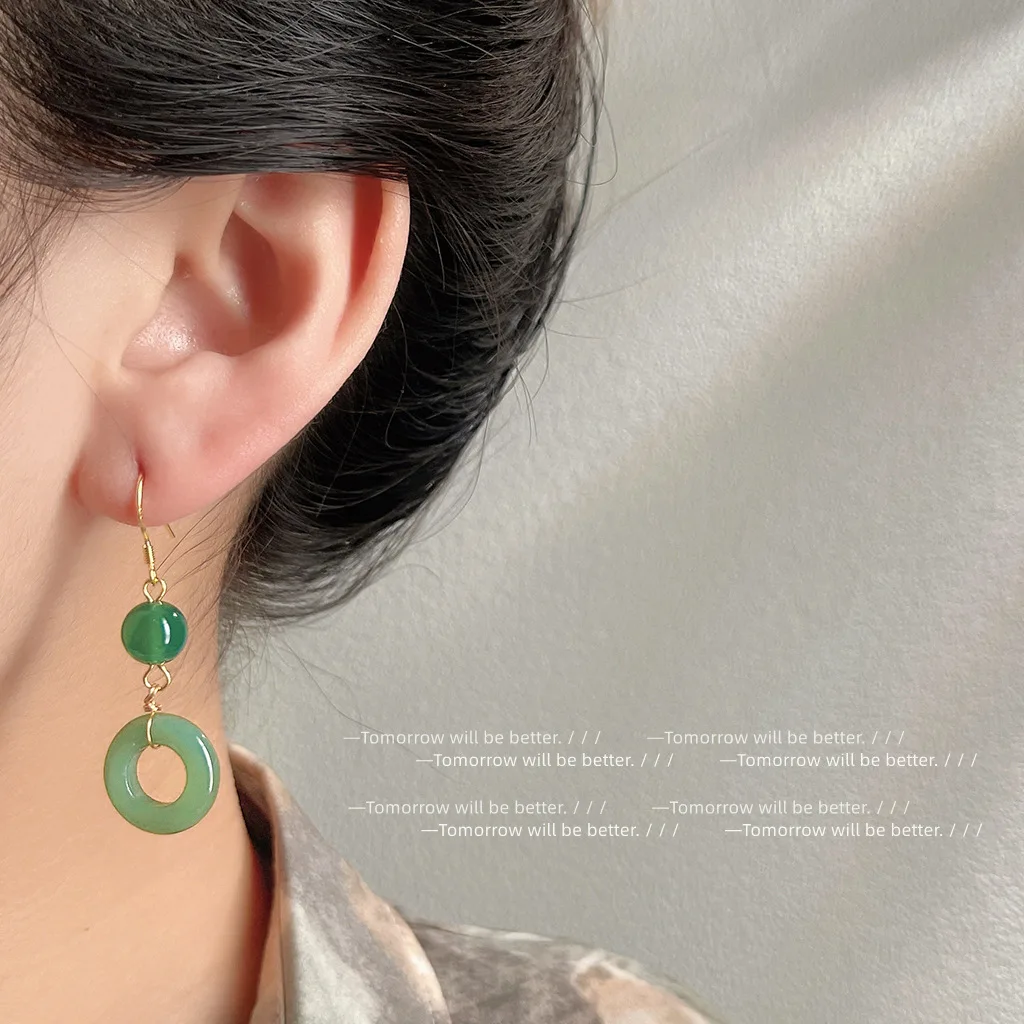 Grüne echte Jade Ring Ohrringe – Vintage Fashion Rings For Women Bewertung und Preis