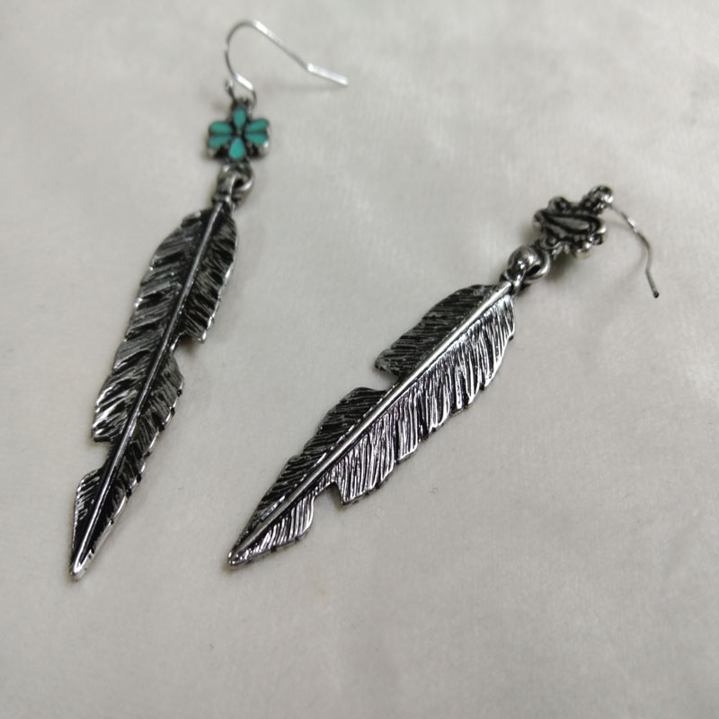 Antik Silber Feder Tropfen Ohr – Vintage Fashion Jewelry Brands Bewertung und Preis